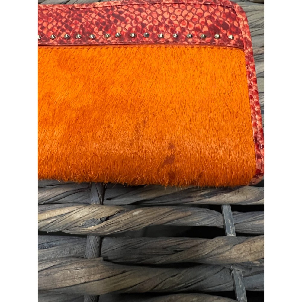 Vintage Juicy Couture women cow hair zippered orange wallet - Picture 7 of 11